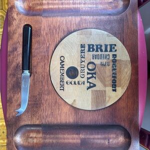 Baribocraft Cheese Board, Mid Century Wood teak Serving Tray with Knife